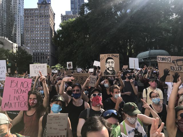 A photo of protesters at City Hall on June 9th, 2020